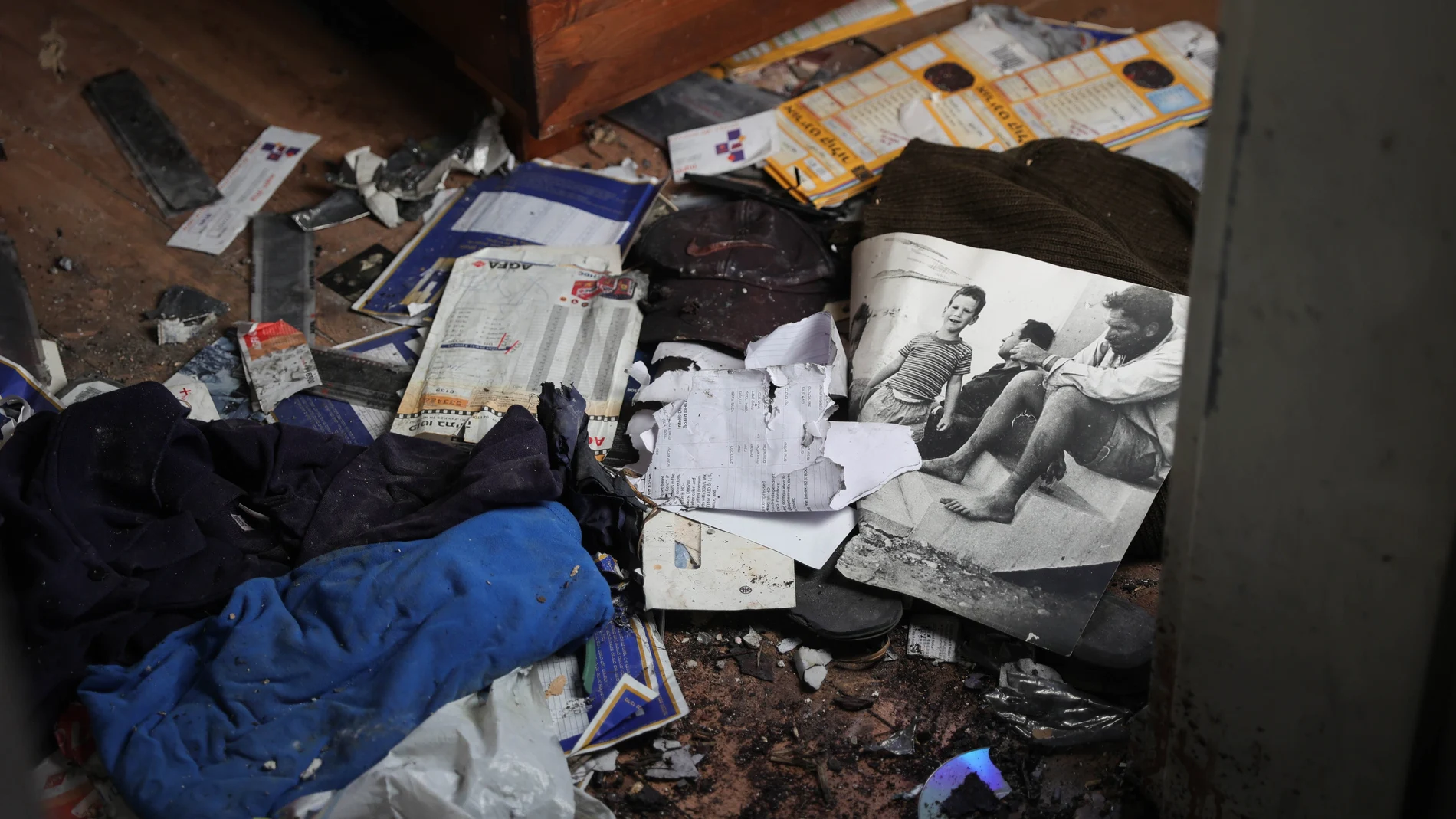 Personal belongings inside a ruined house in Kibbutz Beeri, near the border with Gaza in southern Israel , 25 October 2023, where at least 130 Kibbutz members where killed by Hamas as militants launched an attack against Israel from the Gaza Strip on 07 October.