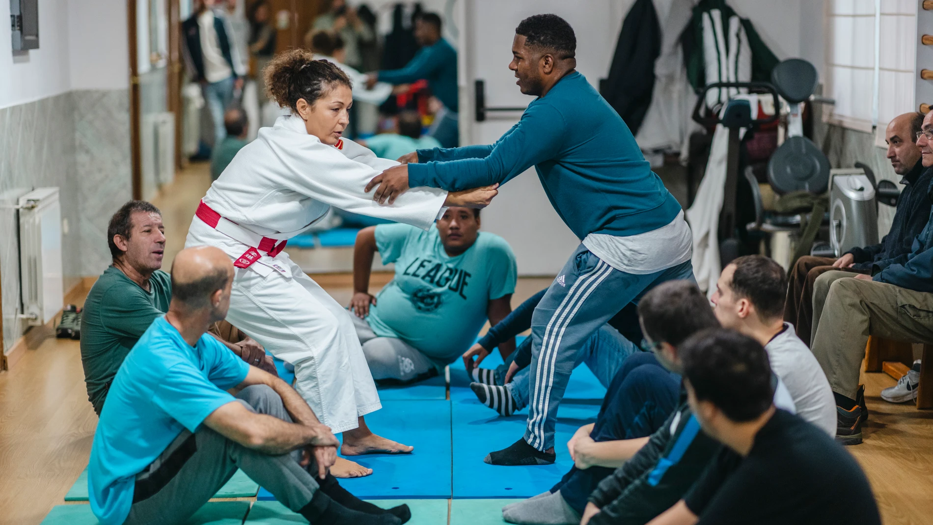 Almudena López, campona de Judo, durante un entrenamiento en la Fundación Jardines de España.©Gonzalo Pérez Mata