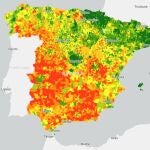 Los colores amarillos, naranjas y rojos señalan los municipios con menor riqueza