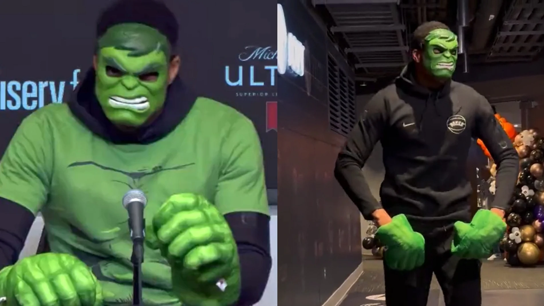Antetokounmpo vestido de Hulk