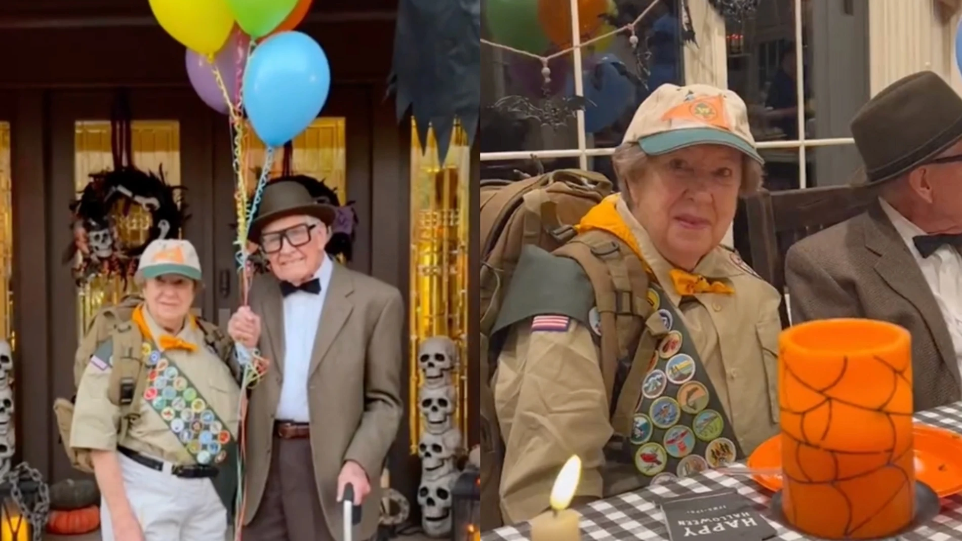 Una pareja de ancianos se disfraza de Carl y Russell de 'Up' en Halloween