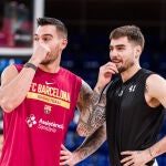 Willy y Juancho, antes de comenzar el partido en el Palau
