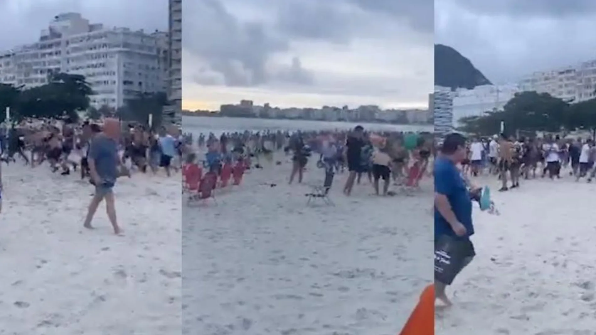 Uno de los momentos de la pelea entre los aficionados