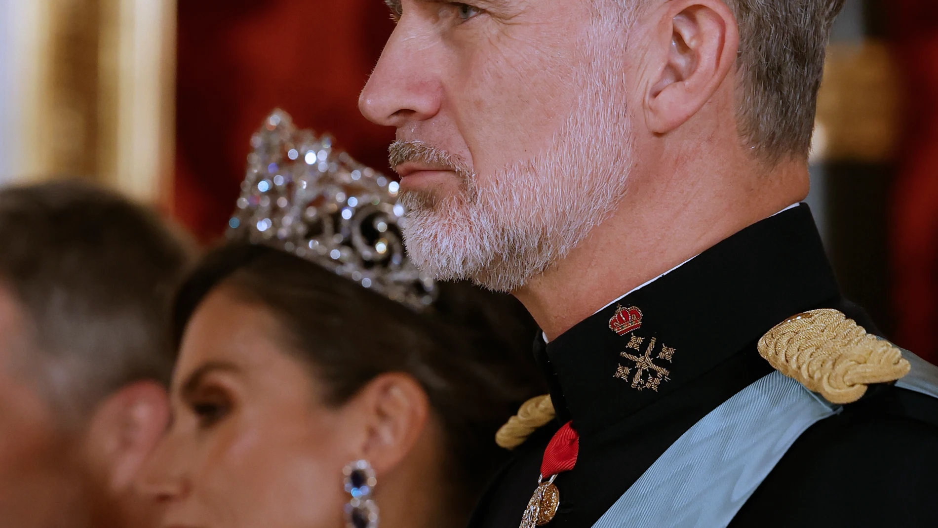 COPENHAGUE (DINAMARCA), 06/11/2023.- El rey Felipe y la reina Letizia en la cena de gala ofrecida en el Palacio de Christiansborg, dentro de la visita de estado de tres días de los reyes de España a Dinamarca, este lunes en Copenhague. EFE/ Juanjo Martín