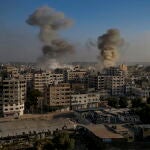 Smoke rises following Israeli air strikes on the northern Gaza Strip