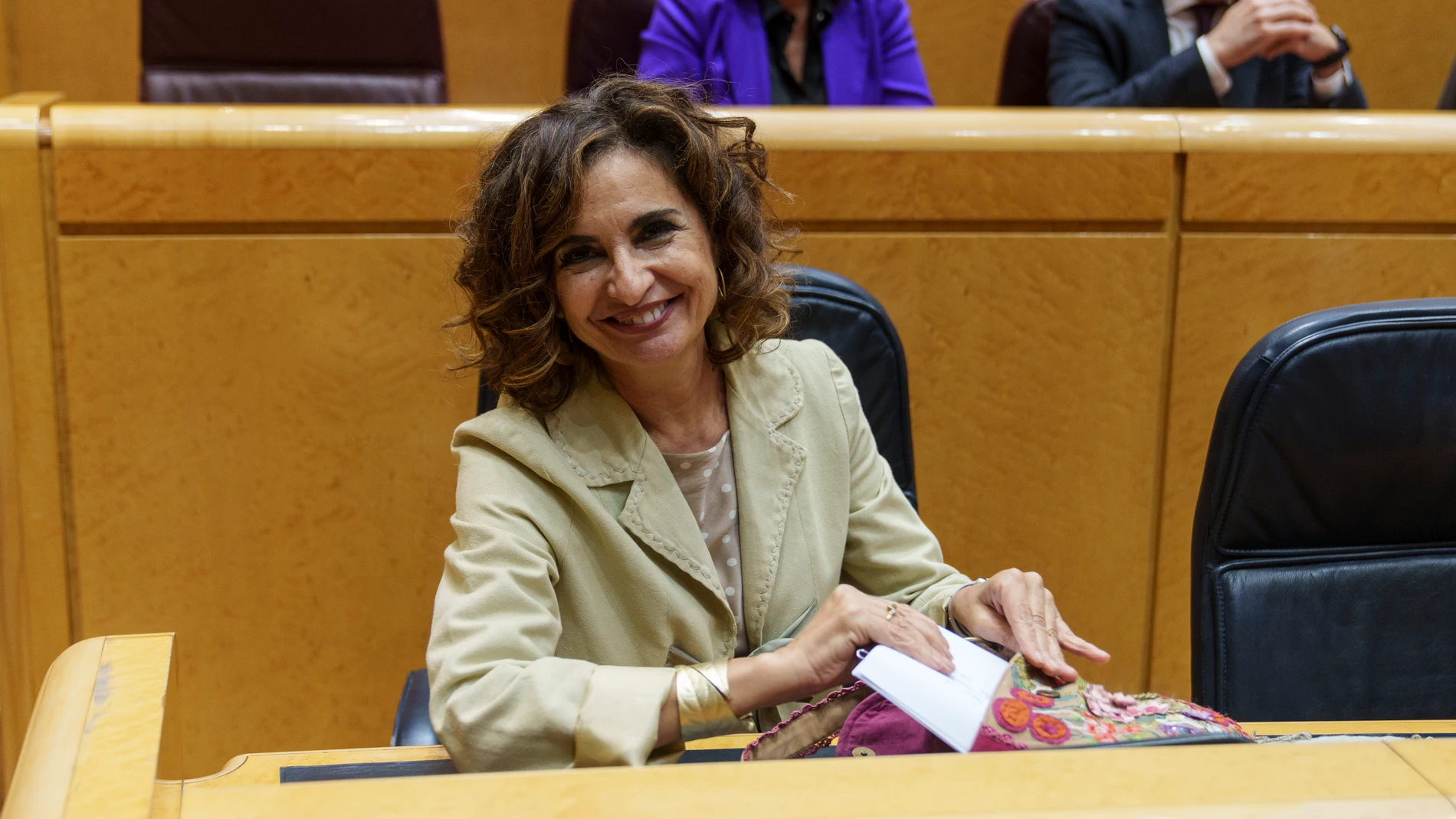 La ministra de Hacienda en funciones y vicesecretaria general del PSOE, María Jesús Montero, durante el pleno del Senado.