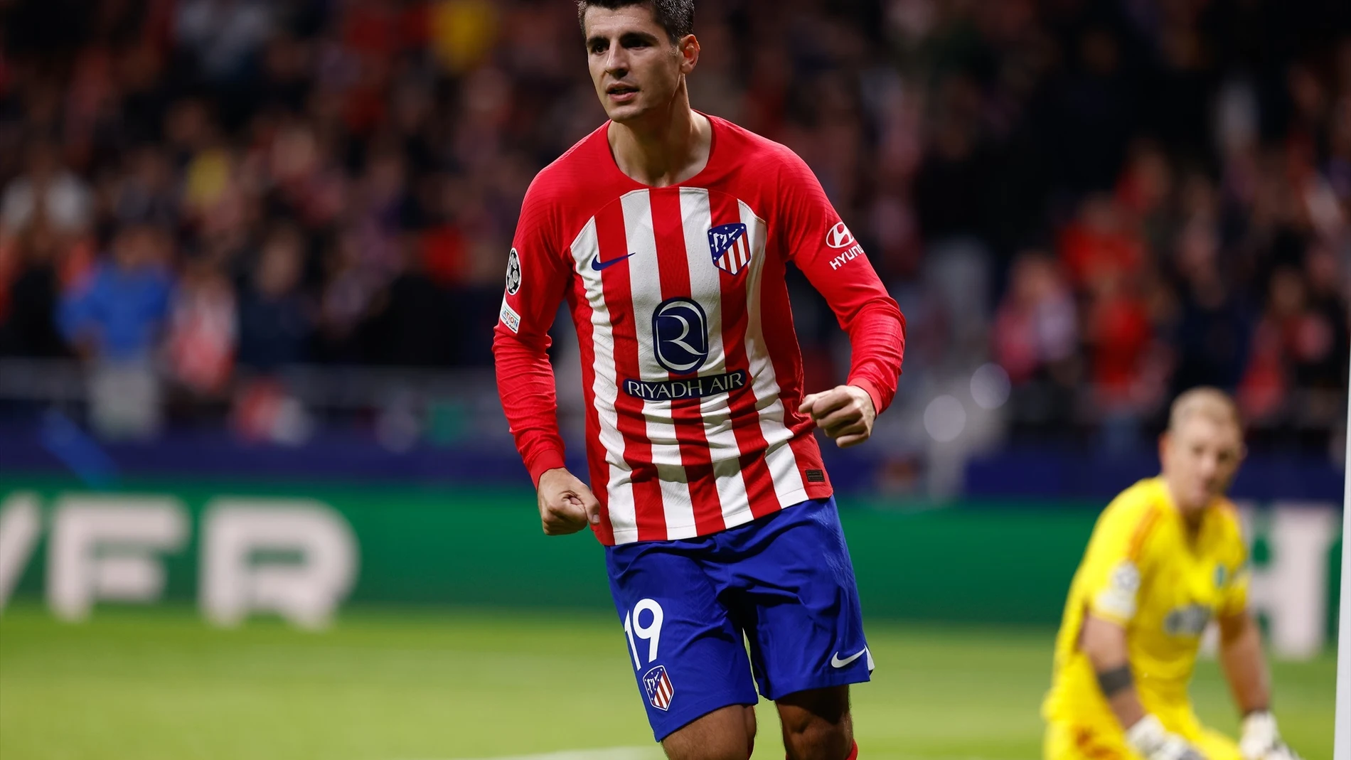 Álvaro Morata celebra uno de sus goles ante el Celtic de Glasgow