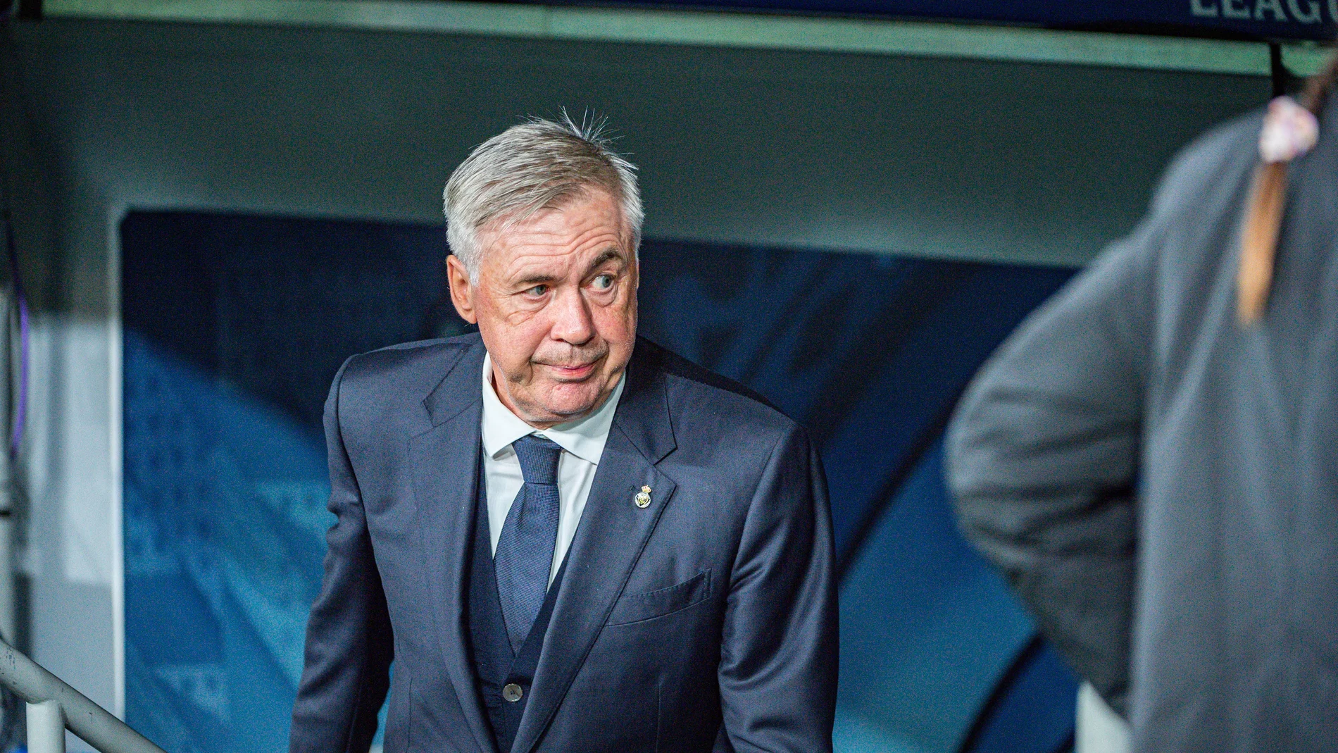 08 November 2023, Spain, Madrid: Real Madrid coach Carlo Ancelotti arrives for the UEFA Champions League soccer match Group C between Real Madrid and Braga at Santiago Bernabeu Stadium. Photo: Alberto Gardin/ZUMA Press Wire/dpa Alberto Gardin/ZUMA Press Wire/d / DPA 08/11/2023 ONLY FOR USE IN SPAIN
