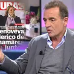 Alessandro Lequio con la portada de Genoveva Casanova y Federico de Dinamarca