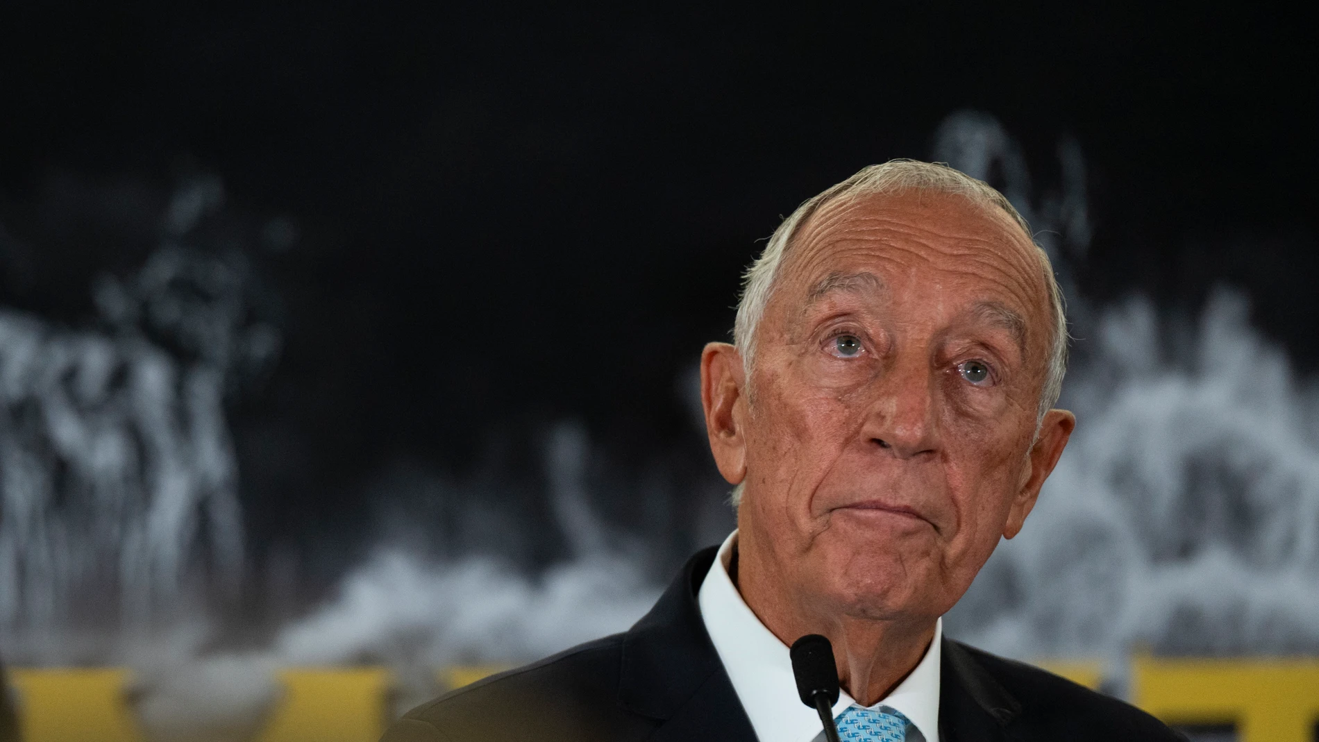 September 15, 2023, Toronto, ONT, CANADA: President of Portugal Marcelo Rebelo De Sousa speaks after viewing the Portuguese art exhibit ''Movimento Perpetuo'' with Prime Minister Justin Trudeau at Metro Hall in Toronto, Friday, Sept. 15, 2023. (Foto de ARCHIVO)15/09/2023