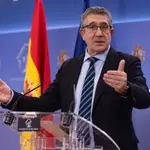 Patxi López durante la rueda de prensa posterior a la junta de portavoces @Gonzalo Pérez Mata