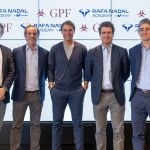 Rafa Nadal posa con los 4 socios fundadores de GPF, Lorenzo Martínez de Albornoz, Ignacio Olascoaga, Martín Rodríguez-Fraile y Guillermo Castellanos