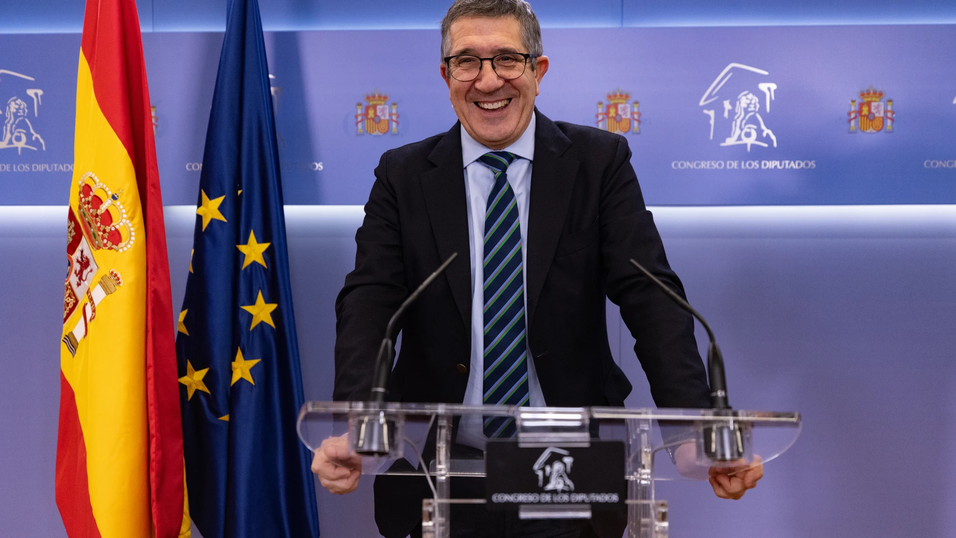 Patxi López durante la rueda de prensa posterior a la junta de portavoces @Gonzalo Pérez Mata