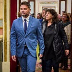 Gabriel Rufián, a su llegada al pleno del Congreso