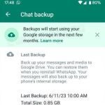 WhatsApp pone fin al espacio ilimitado en la cuenta de Google para guardar la copia de seguridad