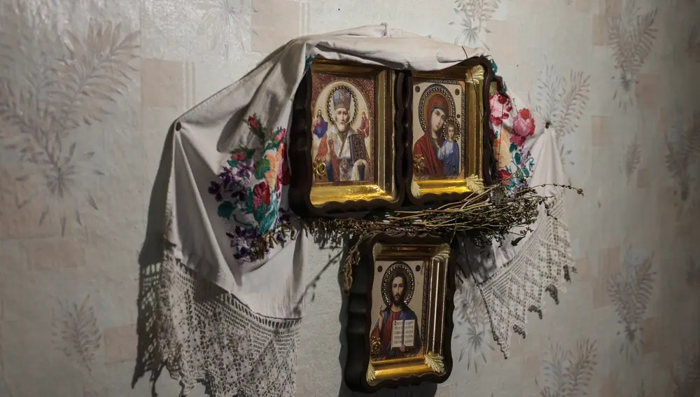 Olha Mazhora, en su casa de Pavlivka