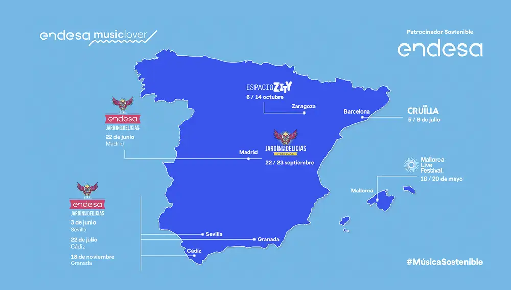 Todos los espectáculos de música patrocinados por Endesa en 2023