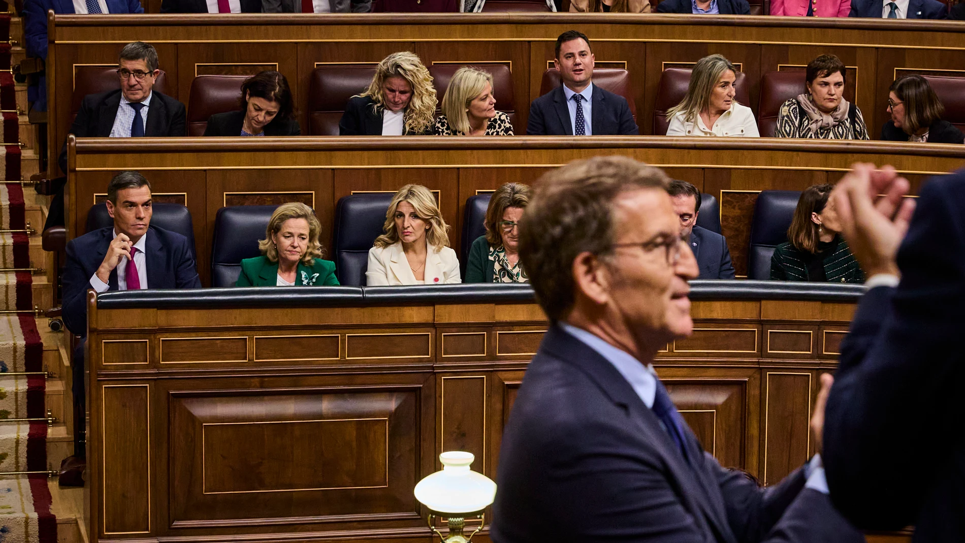 Pedro Sanchez y Alberto Nuñoz Feijoo en el pleno de investidura en el Congreso de los Diputados. © Alberto R. Roldán / Diario La Razón. 15 11 2023