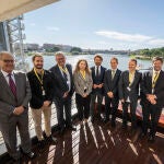 El presidente de CTA, Beltrán Pérez (centro), junto a los ponentes que han participado en la jornada