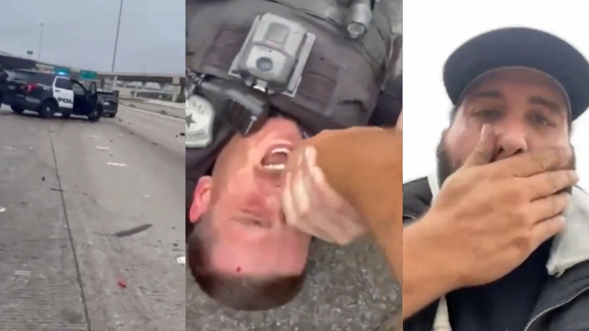 Un exconvicto rescata a un policía herido en la Autopista de Houston