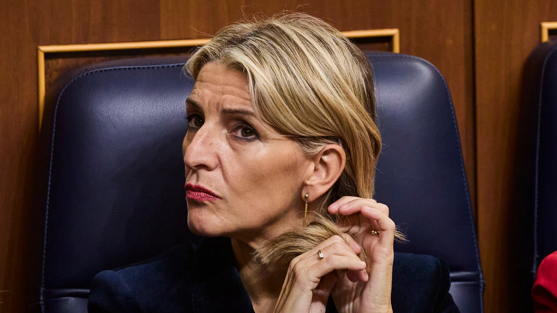 Yolanda Diaz durante la segunda jornada del pleno de investidura en el Congreso de los Diputados.