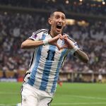 Di María celebra el gol ante Francia en la final del Mundial de Catar