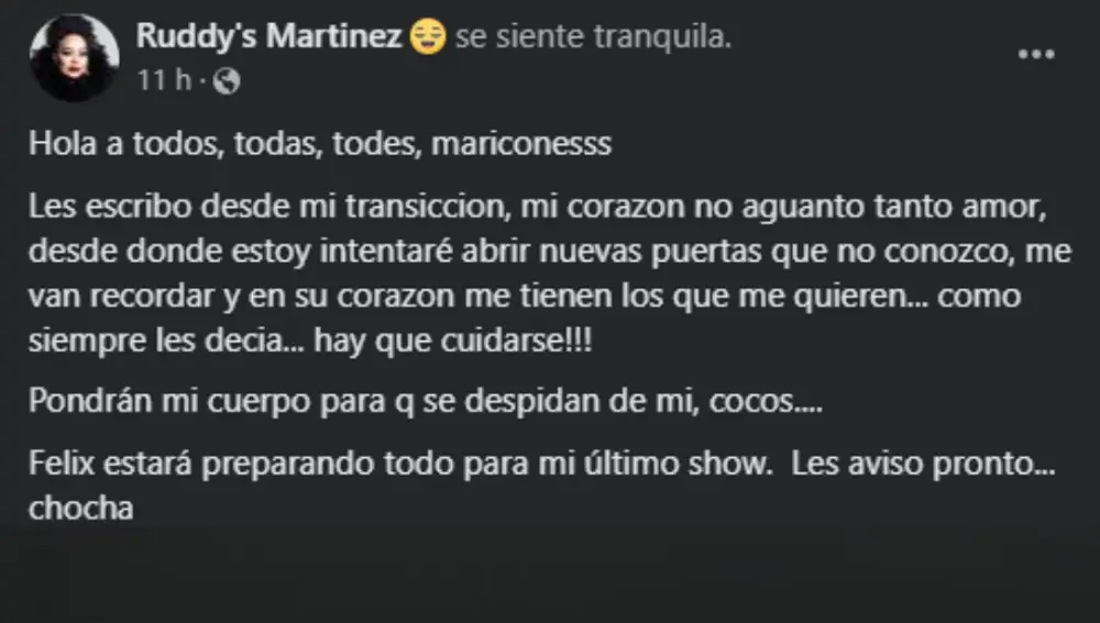 Mensaje póstumo de 'La Pantoja de Puerto Rico'
