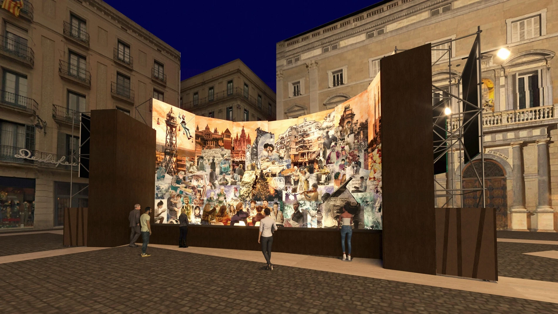 Recreación del pesebre que está en construcción en la plaza Sant Jaume AJUNTAMENT DE BARCELONA 27/11/2023