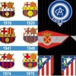 La evolución de los escudos de FC Barcelona y Atlético