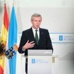 El presidente de la Xunta, Alfonso Rueda, en una comparecencia tras un Consello de la Xunta. 