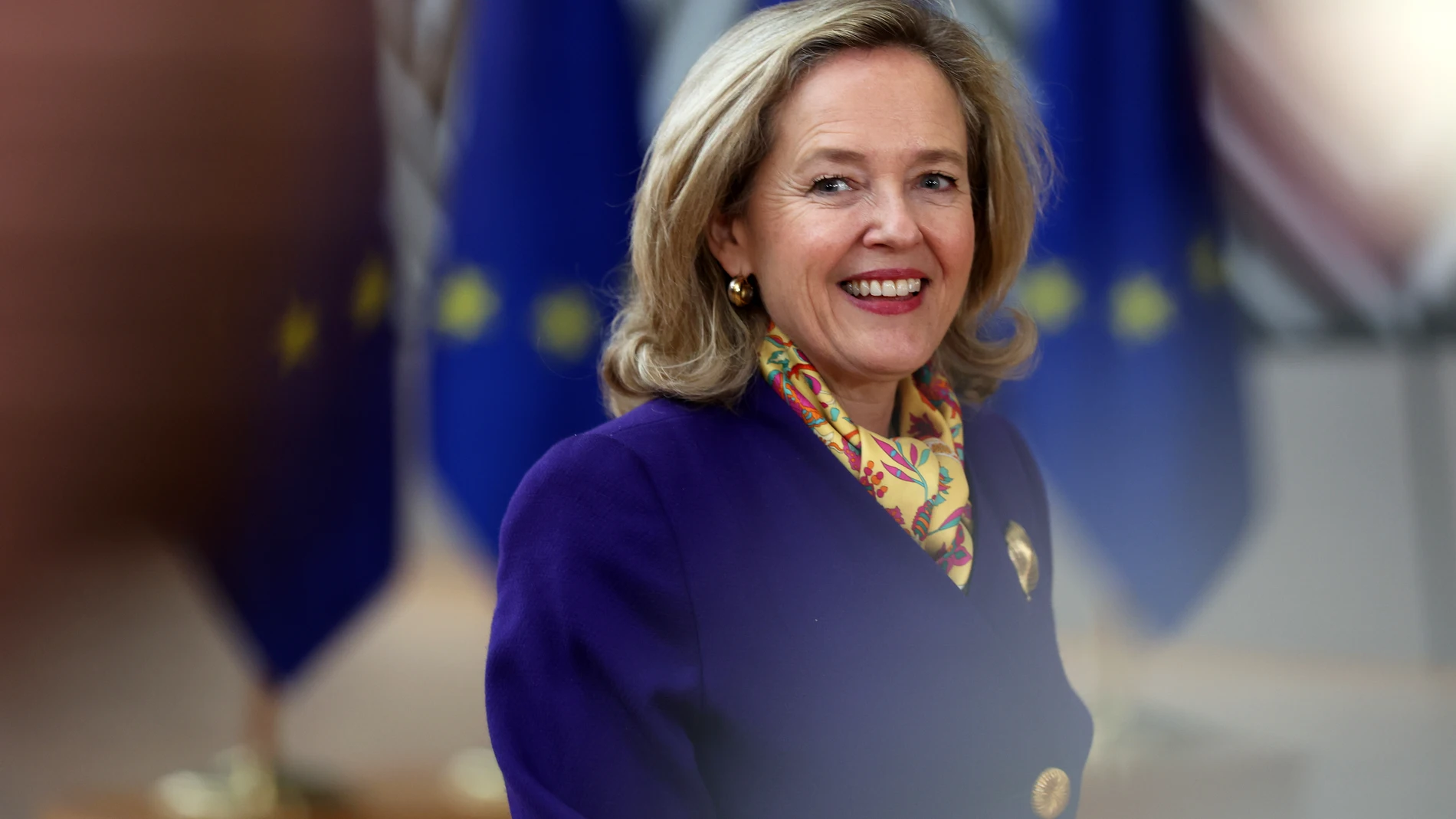 BRUSELAS, 08/12/2023.- Fotografía de archivo (08/11/2023), de la vicepresidenta y ministra de Asuntos Económicos española, Nadia Calviño, a la que los países de la Unión Europea (UE) eligieron este viernes para presidir el Banco Europeo de Inversiones (BEI) a partir del 1 de enero de 2024 en sustitución del alemán Werner Hoyer, según informaron fuentes europeas. EFE//OLIVIER HOSLET