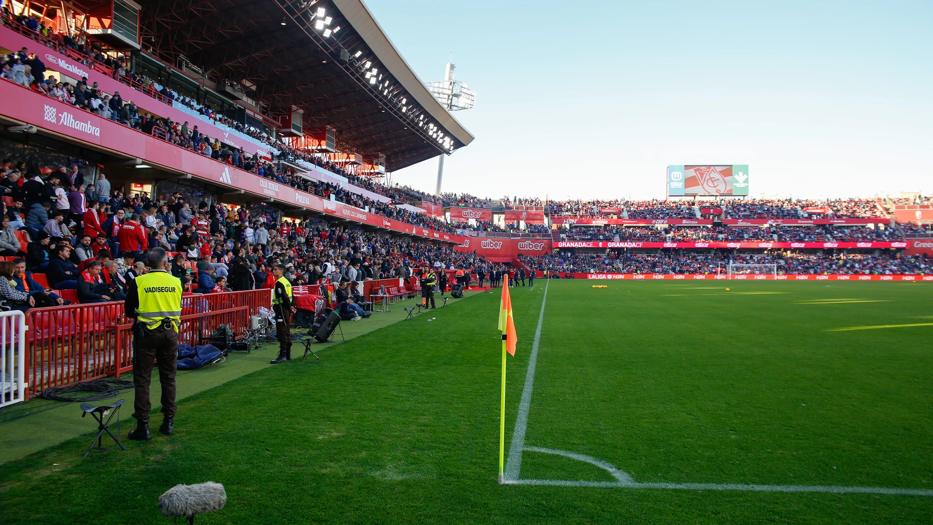 The referee decides to leave the pitch as the match was stopped due to health problems with a fan in the stadium during the Spanish league, La Liga EA Sports, football match played between Granada CF and Athletic Club at Nuevo Los Carmenes stadium on December 10, 2023, in Granada, Spain. AFP7 10/12/2023 ONLY FOR USE IN SPAIN
