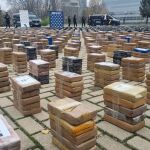Parte de la droga estuvo expuesta esta mañana en el complejo policial de Canillas