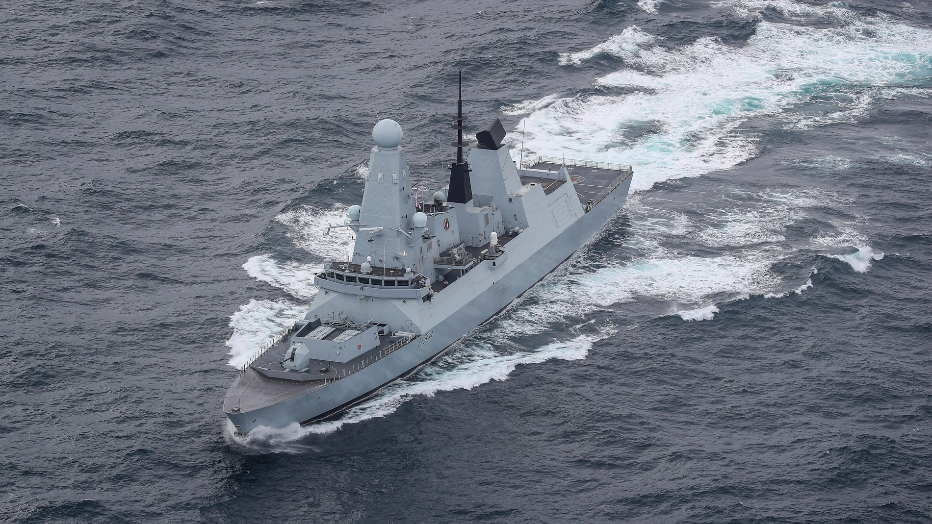 In this photo provided by the Ministry of Defence on Saturday, Dec. 16, 2023, a view of the HMS Diamond off the coast of Scotland, Oct. 4, 2020. A Royal Navy warship has shot down a suspected attack drone targeting commercial ships in the Red Sea, Britain’s defense secretary said Saturday, Dec. 16, 2023. Grant Shapps said that HMS Diamond fired a Sea Viper missile and destroyed a drone that was “targeting merchant shipping.” (LPhot Belinda Alker/Ministry of Defence via AP)