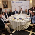 El presidente del PP de Castilla y León, Alfonso Fernández Mañueco, junto a, entre otros, García Carbayo, Javier Iglesias, Bermúdez de Castro, Eloy Ruiz y David Mingo