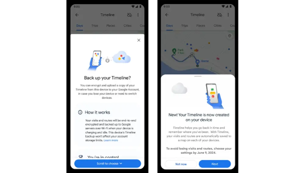 Nuevas características de privacidad con el historial de ubicaciones y la Cronología en Google Maps.