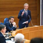 Rueda, esta mañana, en la sesión de control en el Parlamento. 