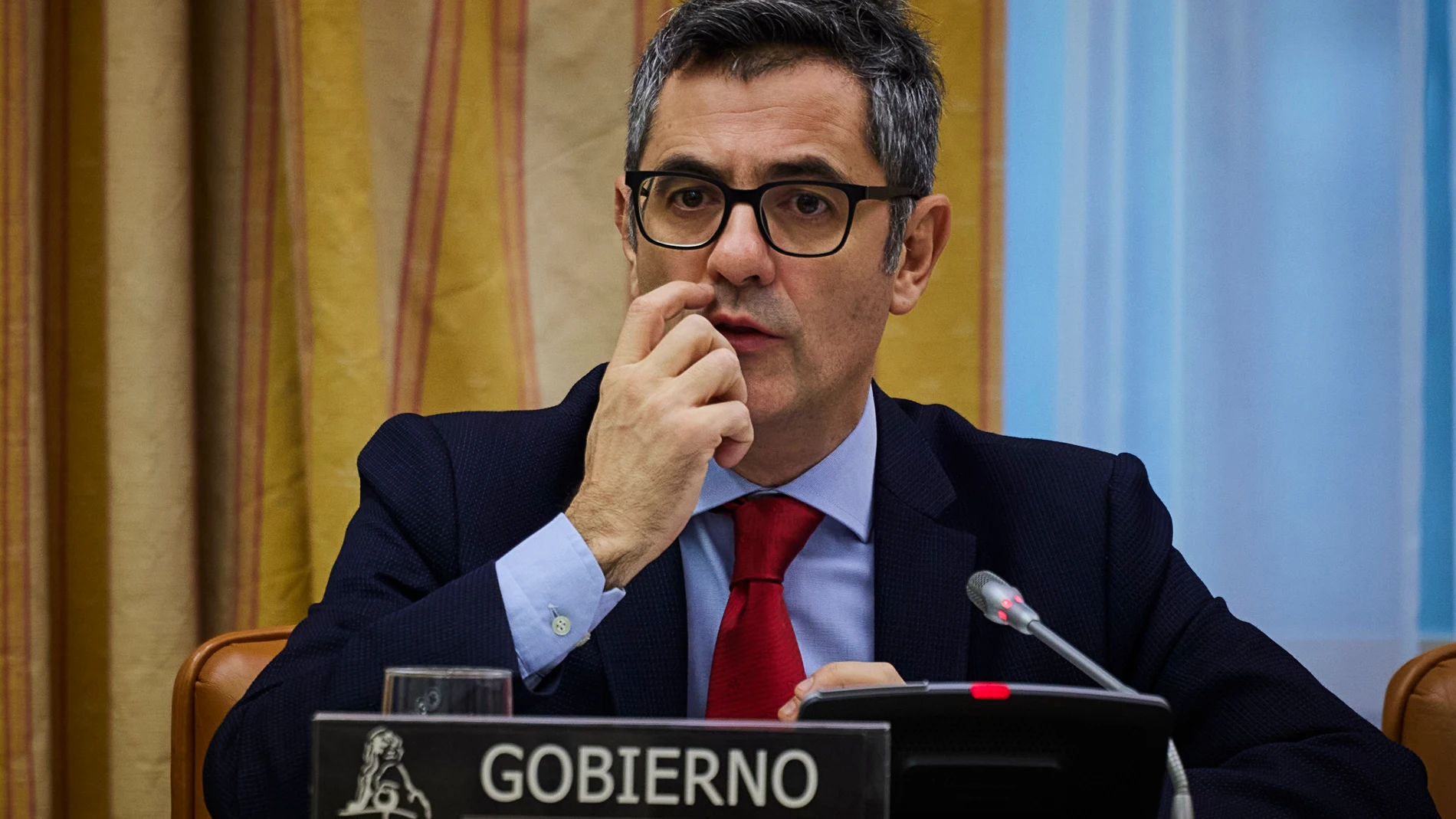 El ministro de la Presidencia, Justicia y Relaciones con las Cortes, Félix Bolaños, comparece en la Comisión de Justicia para informar de sus proyectos © Alberto R. Roldán / Diario La Razón. 21 12 2023
