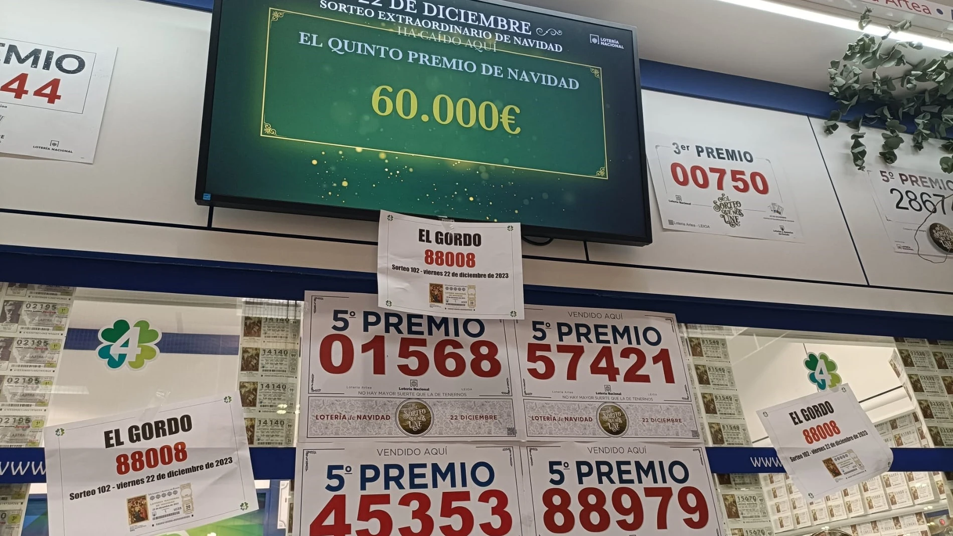 Administración de Lotería del centro comercial Artea de Leioa. EUROPA PRESS 22/12/2023