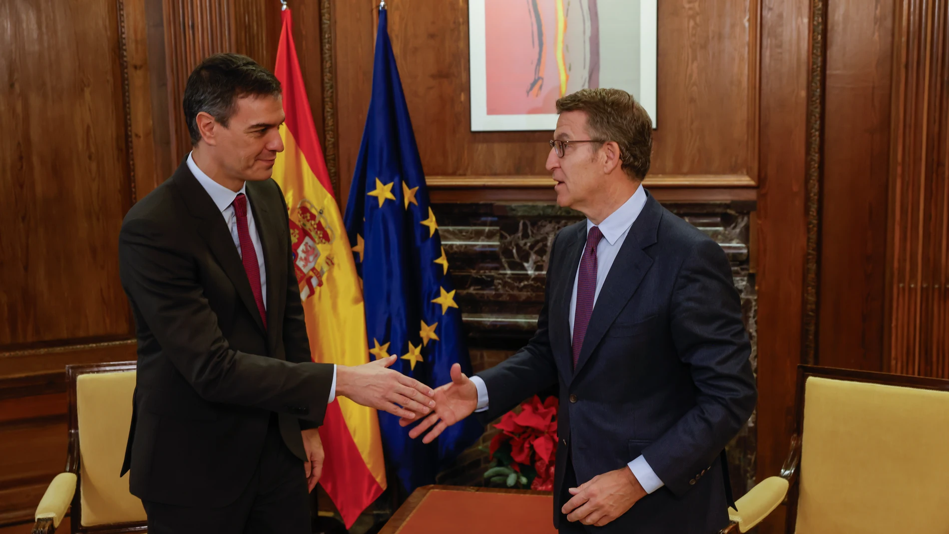 Reunión de Sánchez y Feijóo en el Congreso de los Diputados @Gonzalo Pérez Mata