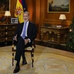 El Rey Felipe VI ofrece su tradicional discurso de Nochebuena desde Zarzuela, en Madrid (España) a 24 de diciembre de 2023.
