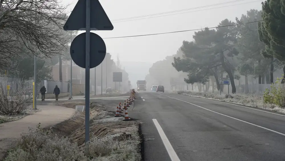 Obras en la VA-223 a su paso por Peñafiel