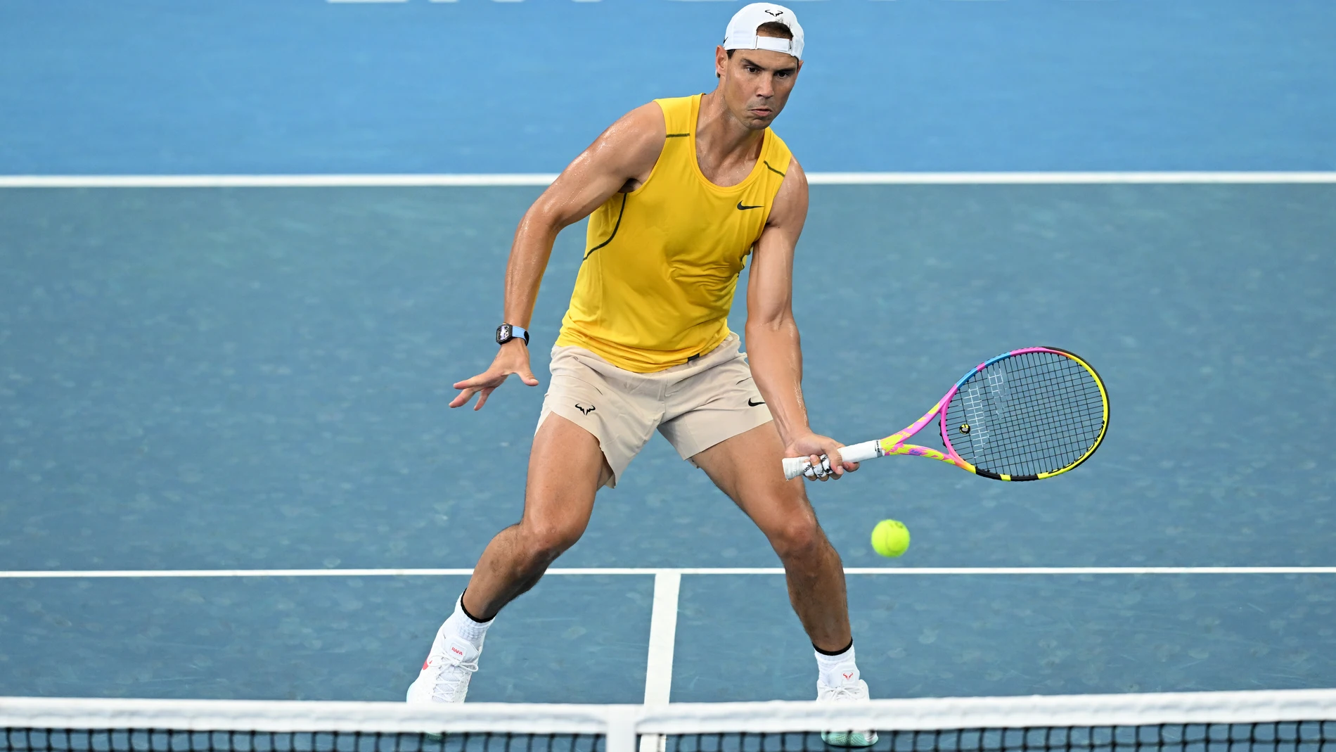 Nadal, en su entrenamiento en Brisbane