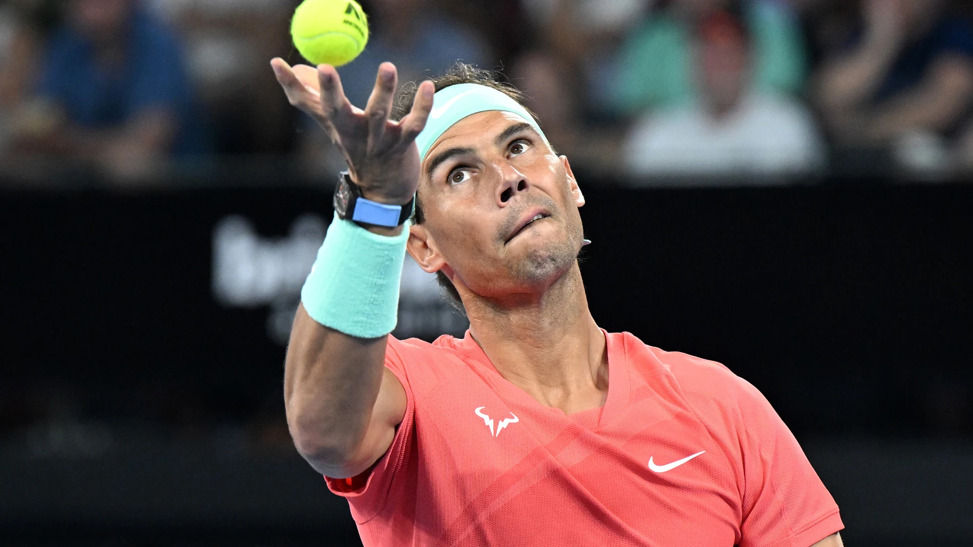 Brisbane (Australia), 31/12/2023.- Rafael Nadal of Spain in action during his doubles match with partner Marc Lopez of Spain against Max Purcell and Jordan Thompson of Australia during their round of 32 doubles match on Day 1 of the 2024 Brisbane International at the Queensland Tennis Centre in Brisbane, Australia, 31 December 2023. (Tenis, Jordania, España) EFE/EPA/DARREN ENGLAND AUSTRALIA AND NEW ZEALAND OUT