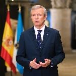 El presidente de la Xunta, Alfonso Rueda, durante el mensaje de Fin de Año.