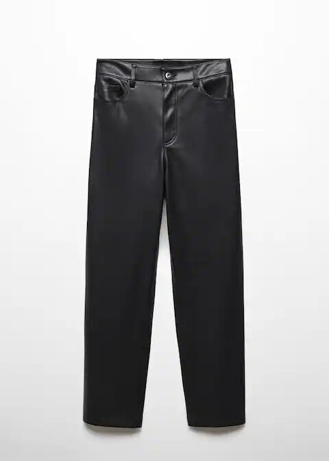 Pantalón recto efecto piel