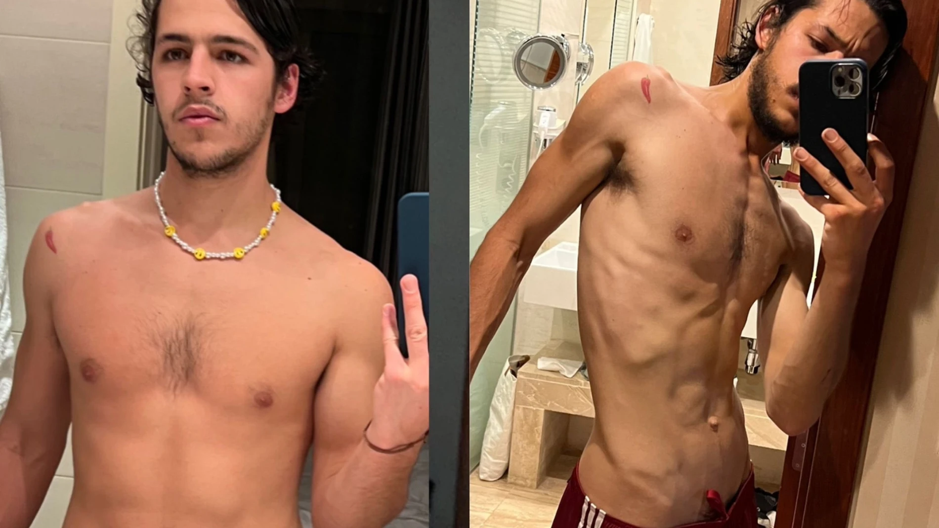 El antes y después del actor Simon Hempe tras el rodaje de "La sociedad de la nieve"