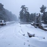 Imagen nevada del Puerto de Cotos en Madrid 