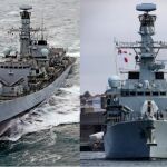 Imágenes de las fragatas HMS Westminster (izquierda) y la HMS Argyll