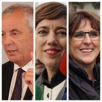 De izquierda a derecha, Pachi Vázquez (Espazo Común), Marta Lois (Sumar) e Isabel Faraldo (Podemos). 